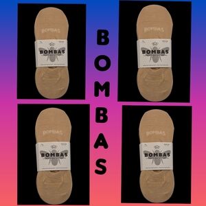 Bombas 4 Pair No Show Socks BNWT Beige Mediue Lightweight Invisitoe